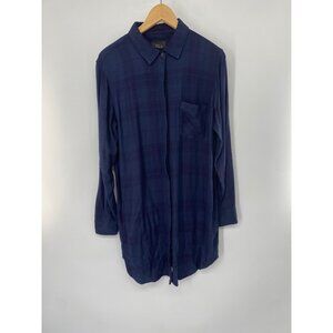Rails Plaid Flannel Bianca Button-Up Shirt Dress Women's MEDIUM BLUE